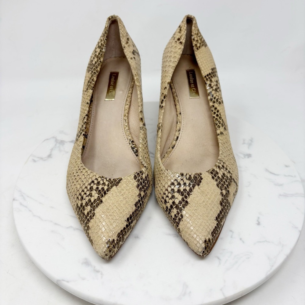 Louise et Cie Jordyna Snake Print Leather Pointed Toe Kitten Heels Shoes Size 8M - Picture 10 of 10